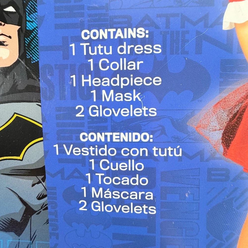 DC Harley Quinn Costume Girls XS 4-5 Tutu Dress Mask Collar Headpiece